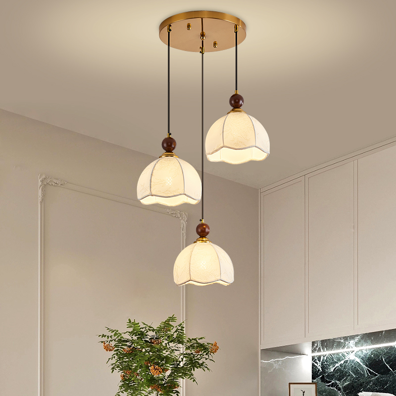 经典款布艺吊灯复古铜色餐厅灯