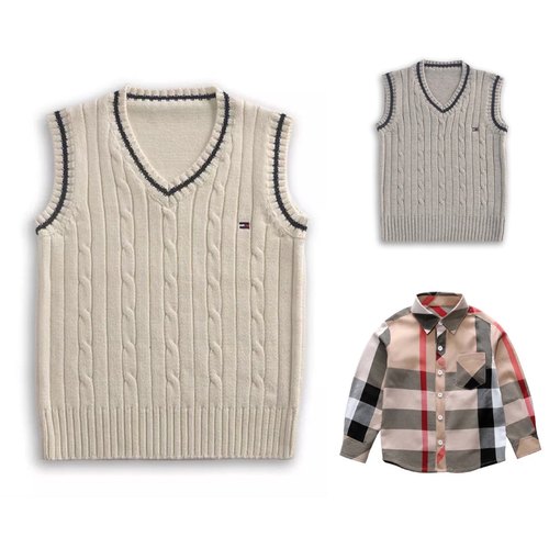 2020学院春秋新款男童女童纯色针织毛衣宝宝套头背心儿童马夹潮