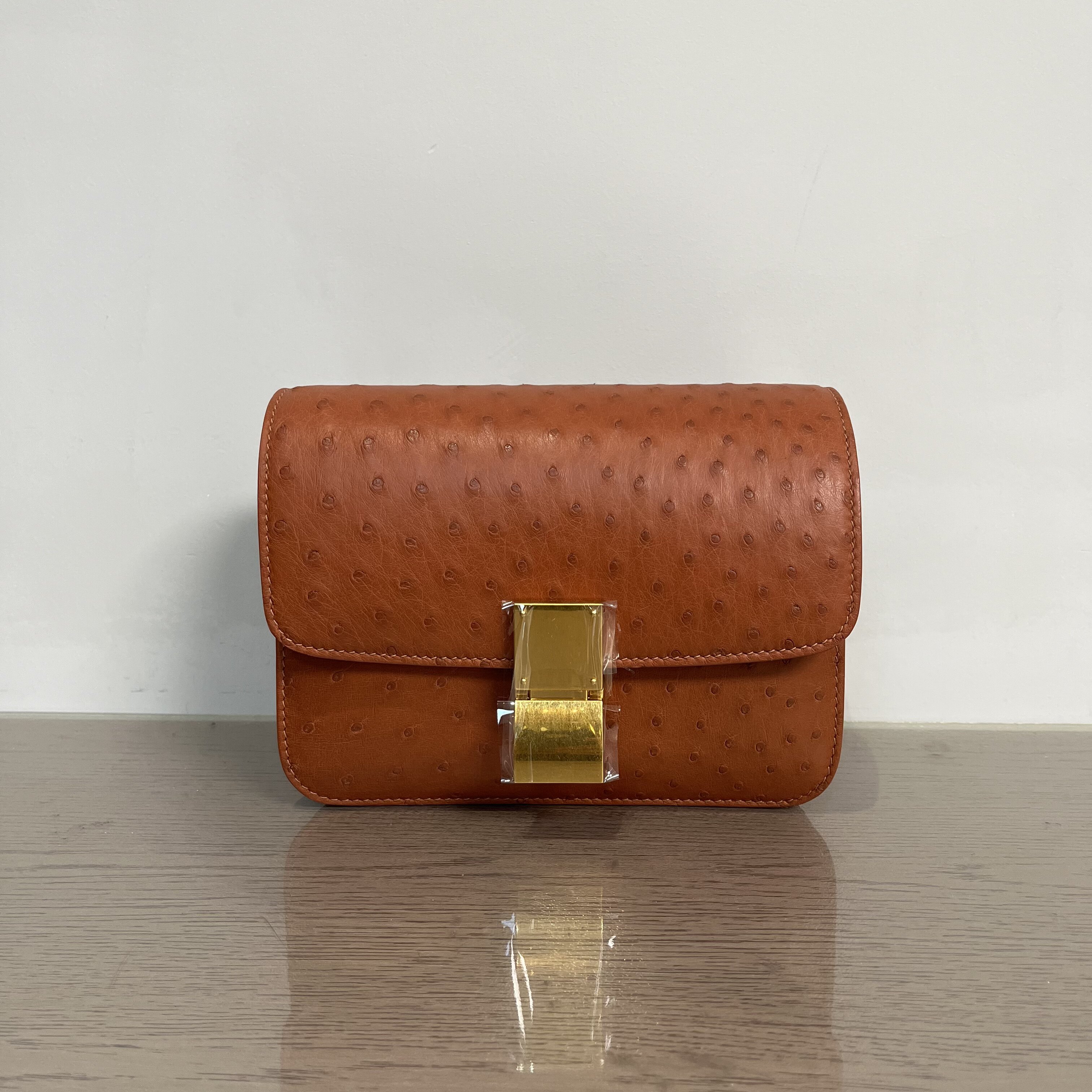 2024款进口南非鸵鸟皮23.5公分蜡线休闲豆腐包