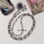 原创水晶手机挂脖挂链灰是圆片斜跨肩背链手机挂卡通用牢固防丢