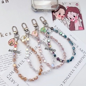 扁片水晶链手机挂卡通用牢固女款 个性 原创水晶手机挂链手腕短款