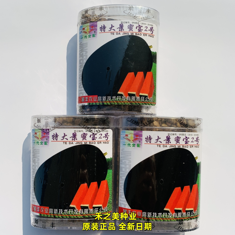景丰特大景蜜宝2号西瓜种子皮薄大果椭圆形黑皮红瓤西瓜种籽高产