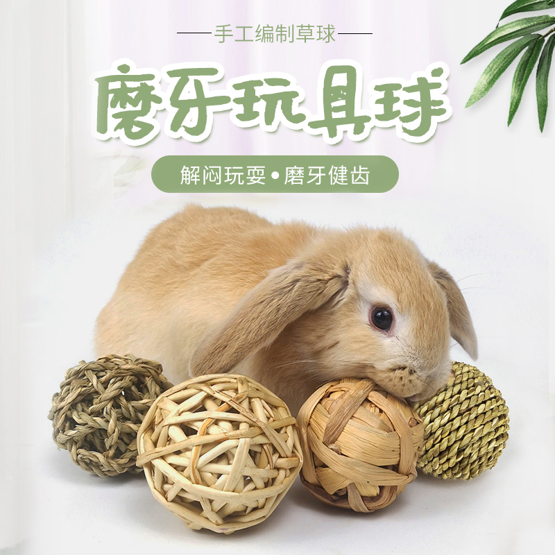 宠物兔子玩具草球仓鼠磨牙解闷草编球荷兰猪龙猫啃咬滚球手工编织 宠物/宠物食品及用品 兔兔玩具 原图主图