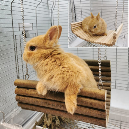 兔子解闷玩具吊床苹果木秋千豚鼠荷兰猪龙猫实木窝具豚鼠攀爬用品
