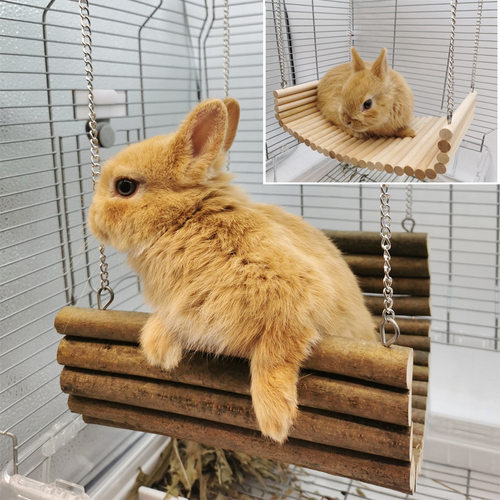 兔子玩具秋千荷兰猪龙猫实木吊床