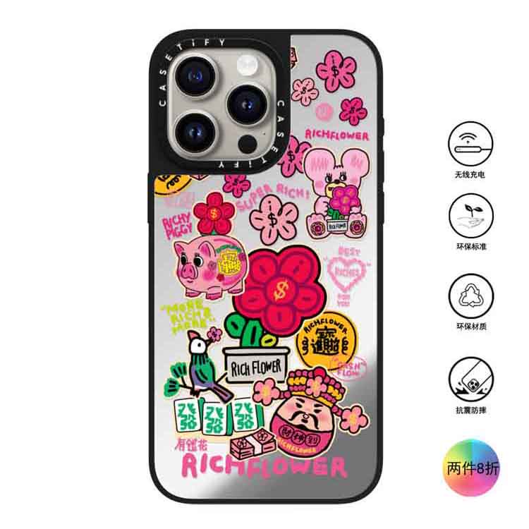 香港代购Casetify richflower有钱花适用iPhone16/15/14/13/12/Pro/Max手机壳