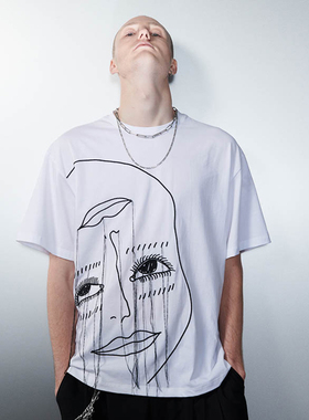 multiface双面人刺绣T恤男女短袖 标志款 宽松休闲  圆领男士短袖