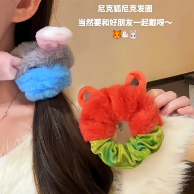 疯狂动物城朱迪尼克毛绒大肠发圈头绳女2025新款发绳皮筋头饰发饰