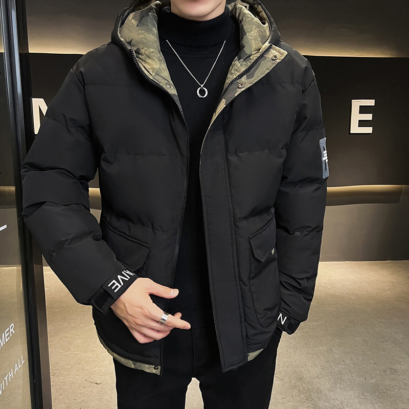 SEMIR GROUP 겨울 다운 재킷 남성용 새 후드 플러스 벨벳 두꺼운 따뜻한 모조 모피 면 재킷