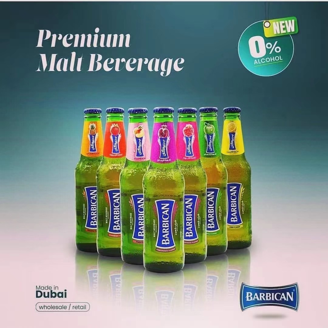 迪拜进口barbican阿拉伯皇室碳酸健康果汁气泡野餐露营饮料瓶装