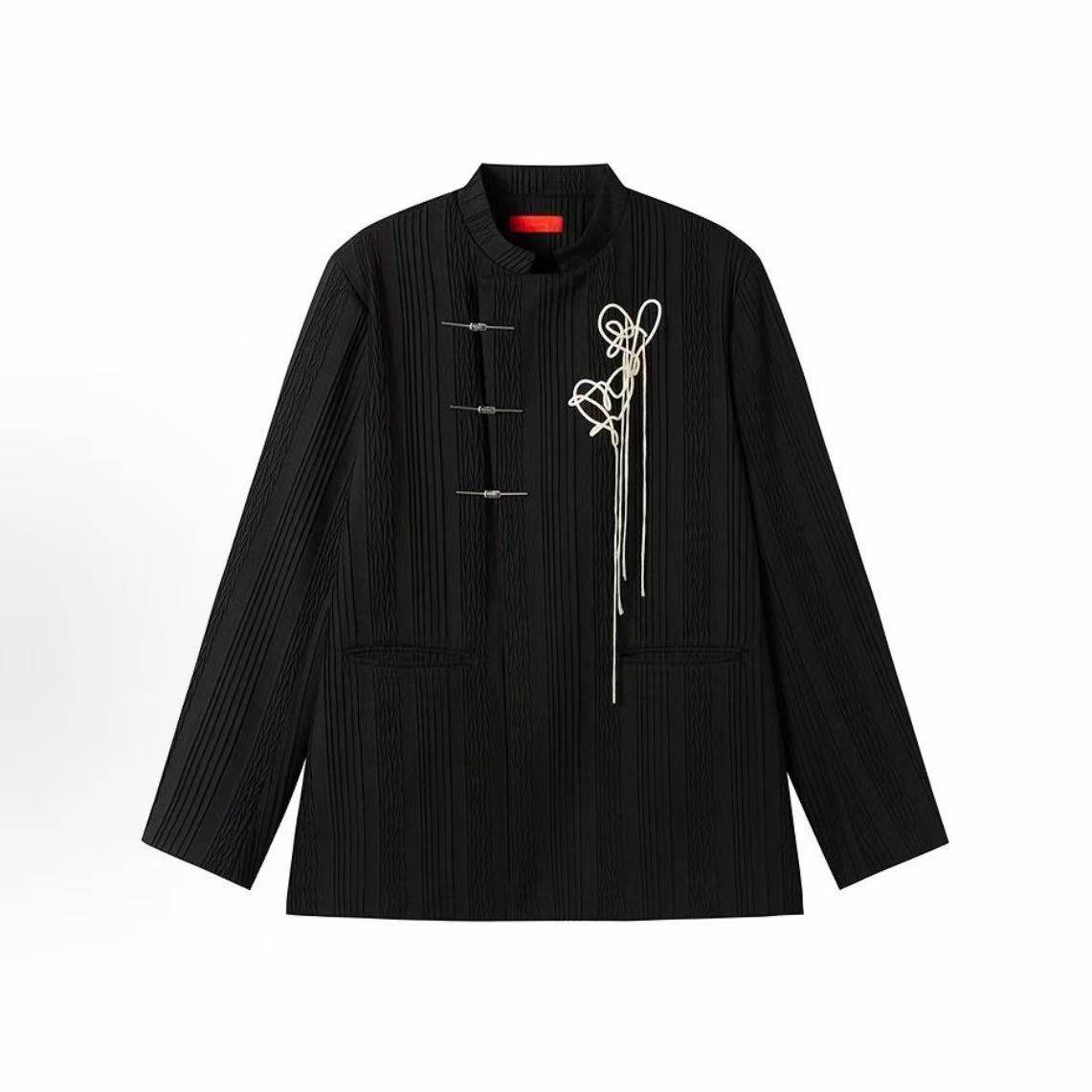 INXX 新中式撞色爱心盘带绣立体压褶夹克外套黑色XRF1140567,男装,休闲西服,淘宝优惠券,粉丝福利购,淘宝优惠卷