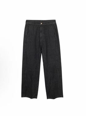 INXX Standby后袋处渐变色织唛不规则波浪形牛仔裤黑色XMD4221561