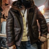 皮毛一体复古水洗做旧工艺保暖皮毛一体男款 T76061 醇植浆染男款