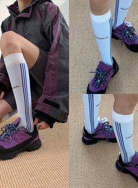 「瑜伽室的优雅」2025冬季小众设计感LuckSocks高级蓝字母压力袜