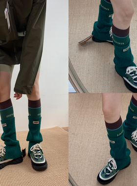 被羊毛温柔包裹 2025冬季绿色竖纹羊毛Yiss简约氛围感保暖袜套DF