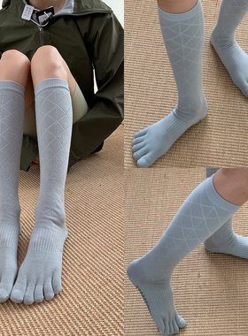 Only to meet you 2025冬季极简主义LuckSocks浅灰五指小腿袜DF