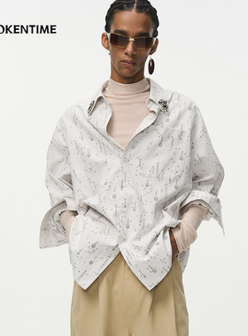 AWOKEN TIME 意式宽松高级感镶钻长袖衬衣设计感2025秋新款外套