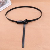 女士细腰带真皮打结装 收腰 黑色配连衣裙子衬衫 饰西装 百搭皮带时尚