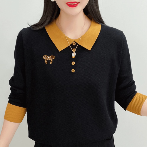 娃娃领套头打底针织衫女