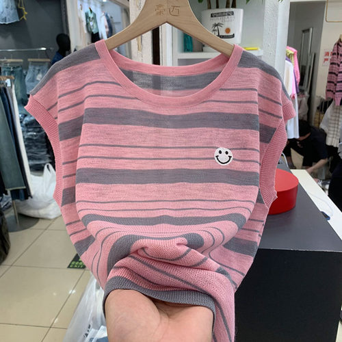 清凉无袖针织坎肩上衣薄款