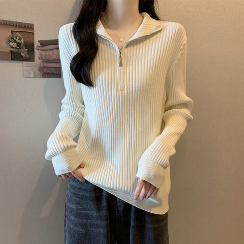 半高领拉链打底针织衫女秋冬