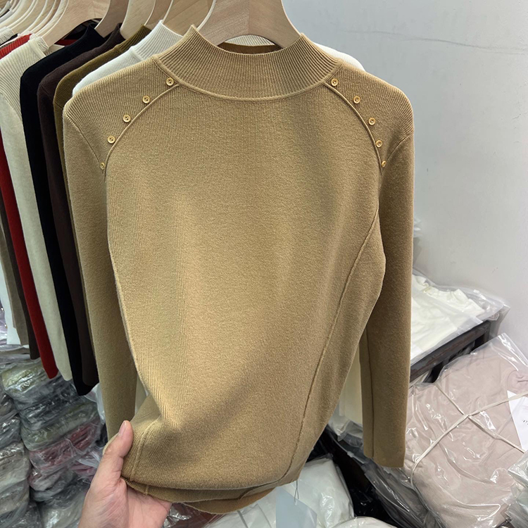 宽松显瘦半高领纯色毛衣女