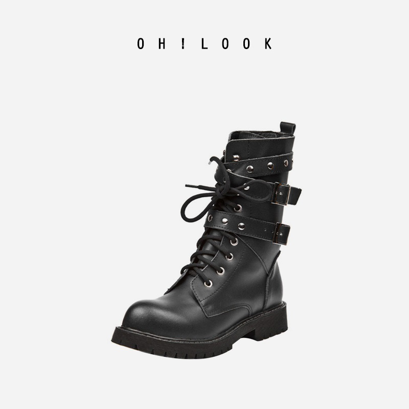 马丁靴女新款chic欧美风中筒靴