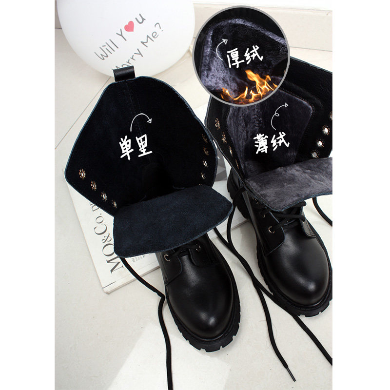 2023 NEW CHIC MARTIN BOOTS WOMENS RIVET INS BOOTS FLEECE BIKER BOOTS EUROPEAN AND AMERICAN LEATHER HANDSOME BOOTS