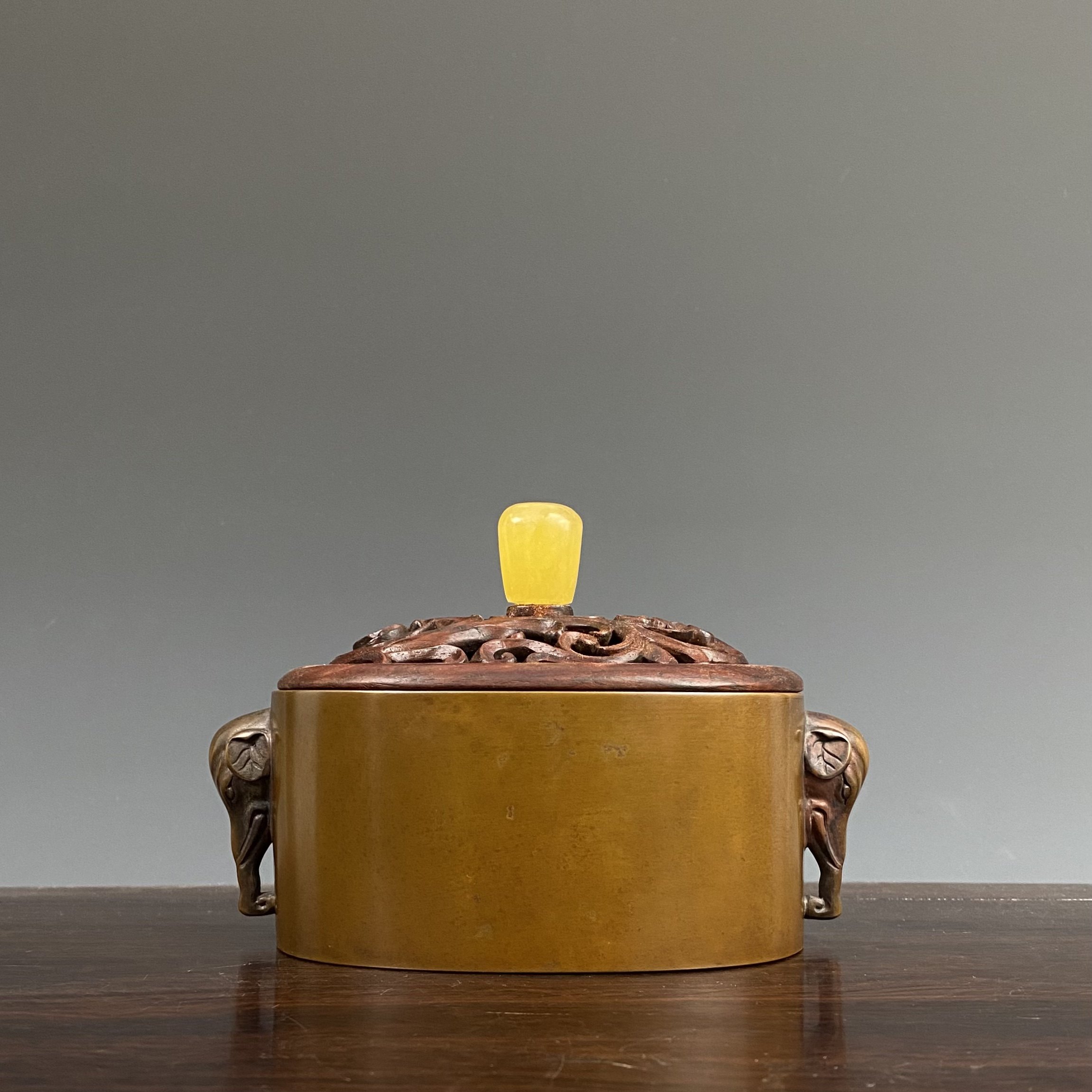 伴庐香堂周月康名家象耳炉火养铜炉熏炉仿古明清宣德炉熏香炉摆件