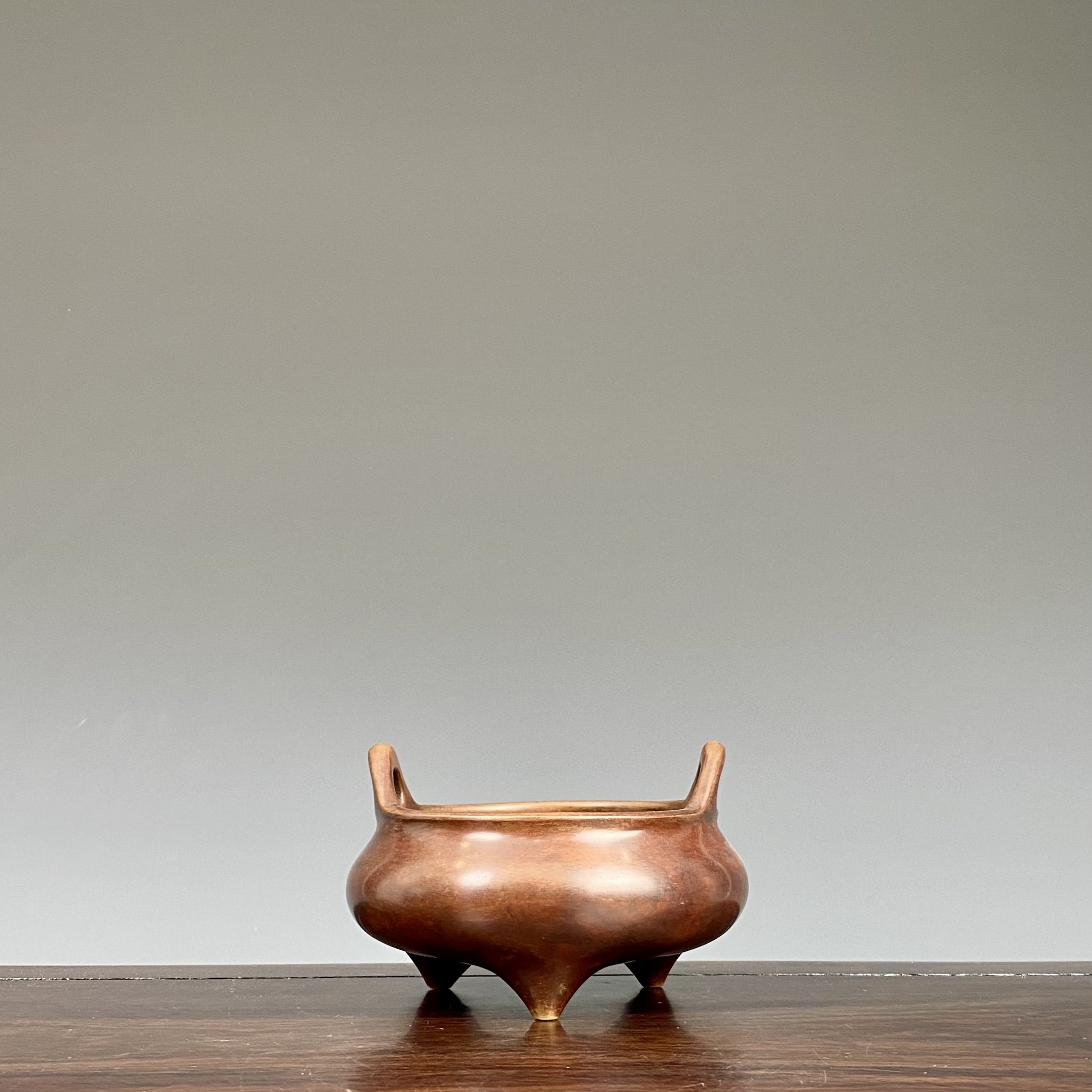 伴庐香堂於为平名家大红袍冲耳炉熏炉仿古明清宣德炉熏香炉摆件