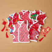 亲子装 女童东北大花布棉马甲冬季 宝宝拜年衣服加厚男女童新年唐装