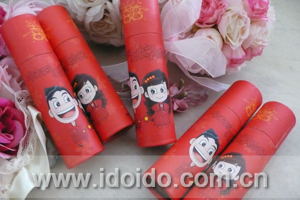 红色喜字卡通人圆筒型婚礼火柴婚庆喜庆婚房布置喜宴点烟喜火