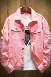 JK950/P65秋装新款2018日系平铺破洞刺绣夹克情侣大码外套男，男装夹克，电商A141