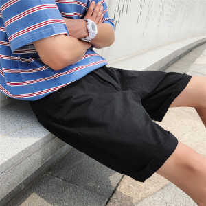 K939/P25夏季港风潮流男士宽松五分裤子韩版沙滩黑色休闲大码短裤图片