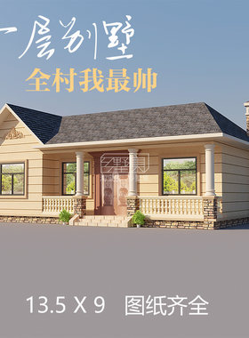 农村简单自建房设计图一层平房经济型乡村单层小别墅欧式全套