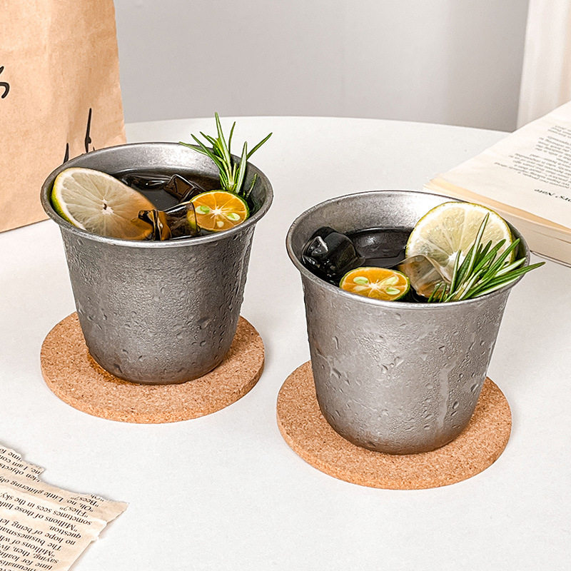 不锈钢咖啡拿铁杯加厚宽口杯工业风杯子气泡奶茶水杯美式复古磨砂,餐饮具,白酒杯,淘宝优惠券,粉丝福利购,淘宝优惠卷