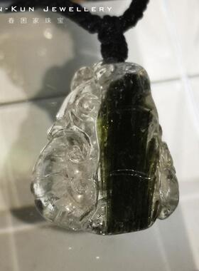 珠宝孤品包裹绿碧玺如意雕件吊坠