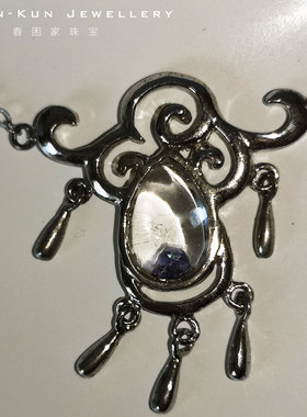 珠宝纯银包裹体复古项链