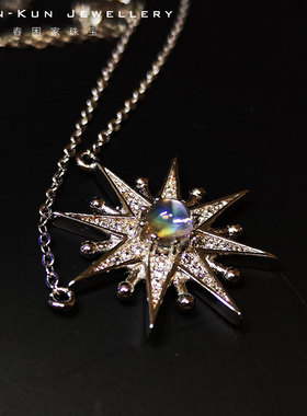 珠宝纯银毫米圆形全净北极星吊坠