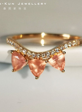 刻面冰种红纹石朋克风爪子戒指