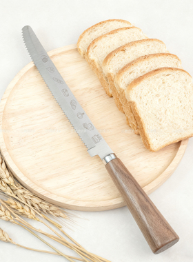 不锈钢面包刀胡桃木手柄吐司刀三明治贝果欧包锯齿刀蛋糕刀不掉渣