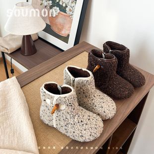 书萌童鞋女童雪地靴2025新款冬季加绒保暖女宝宝毛绒大棉鞋公主靴
