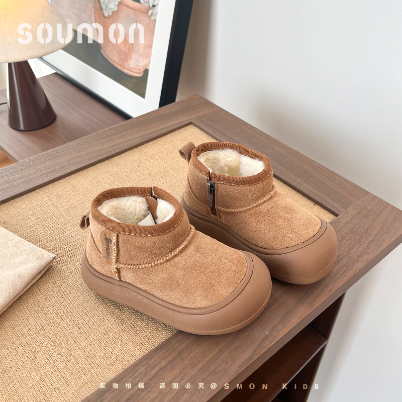 儿童雪地靴2025冬季新款男女宝宝棉靴加绒保暖大棉鞋加厚小童短靴