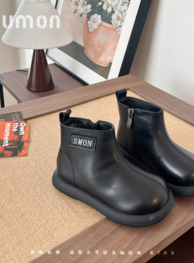 儿童马丁靴女童英伦短靴2025新款秋季女小童黑色单靴宝宝软底皮靴