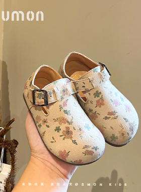 女童皮鞋2026春秋新款碎花小女孩公主鞋小童单鞋儿童勃肯鞋宝宝鞋