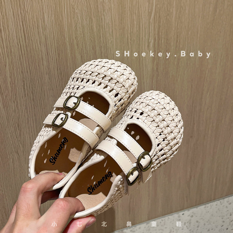 女童凉鞋2025夏季新款儿童鞋子皮鞋女孩公主鞋编织罗马鞋小孩单鞋