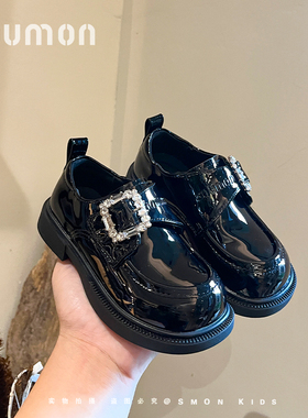 书萌童鞋女童黑色皮鞋2025春秋新款儿童鞋子软底公主鞋小女孩单鞋