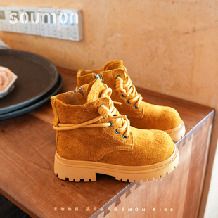 真皮女童皮靴2026新款秋儿童马丁靴中大童大黄靴短靴男童靴子单靴