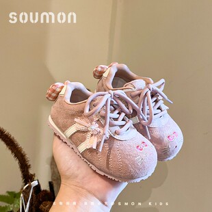 书萌秋冬新款儿童运动鞋女童加绒保暖二棉鞋卡通可爱女小童公主鞋