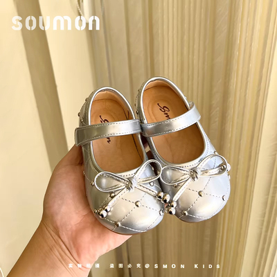 书萌春秋演出鞋银色公主鞋皮鞋